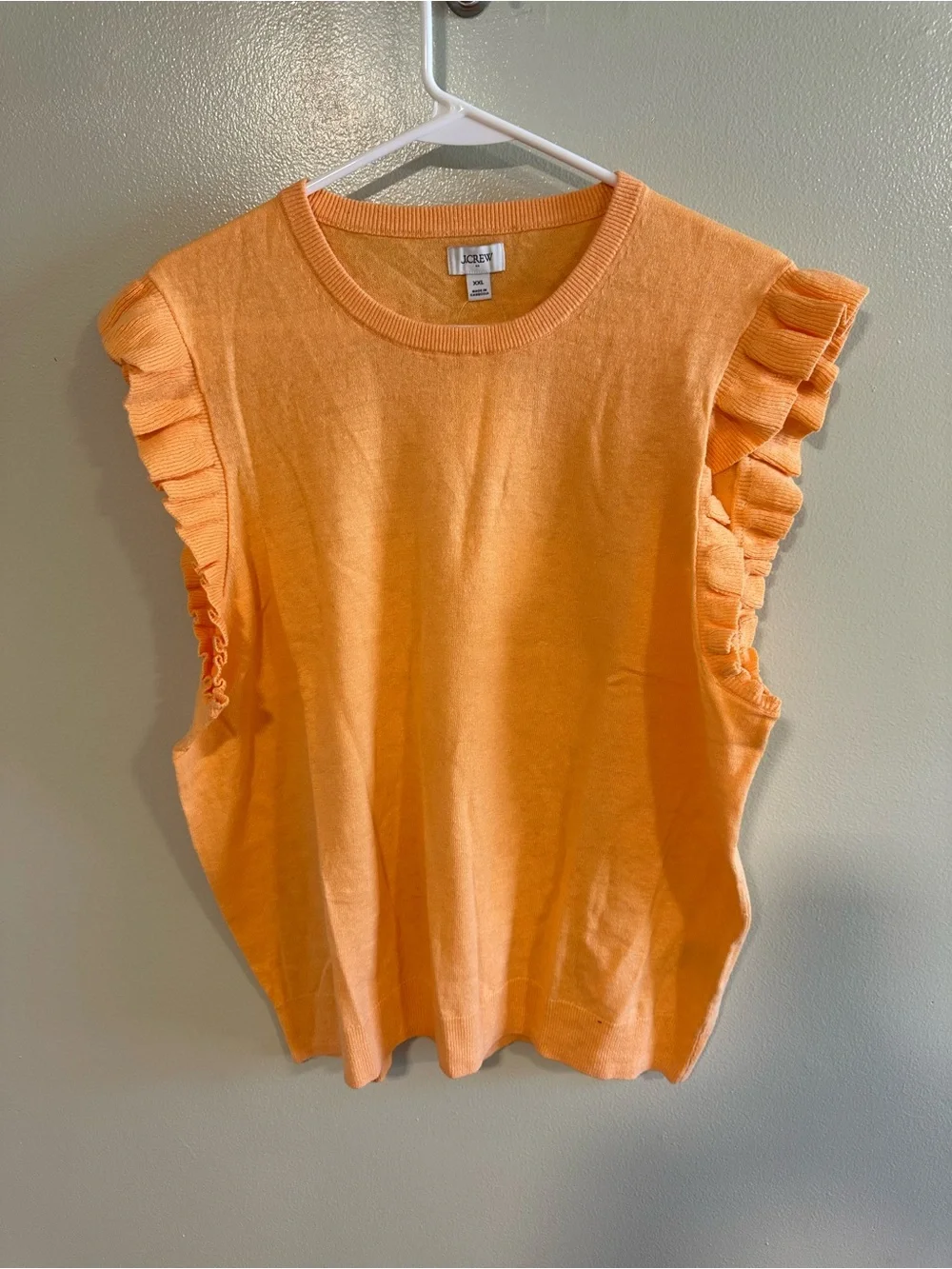 J.Crew Ruffle Sleeve Linen Blend Sweater Top Orange